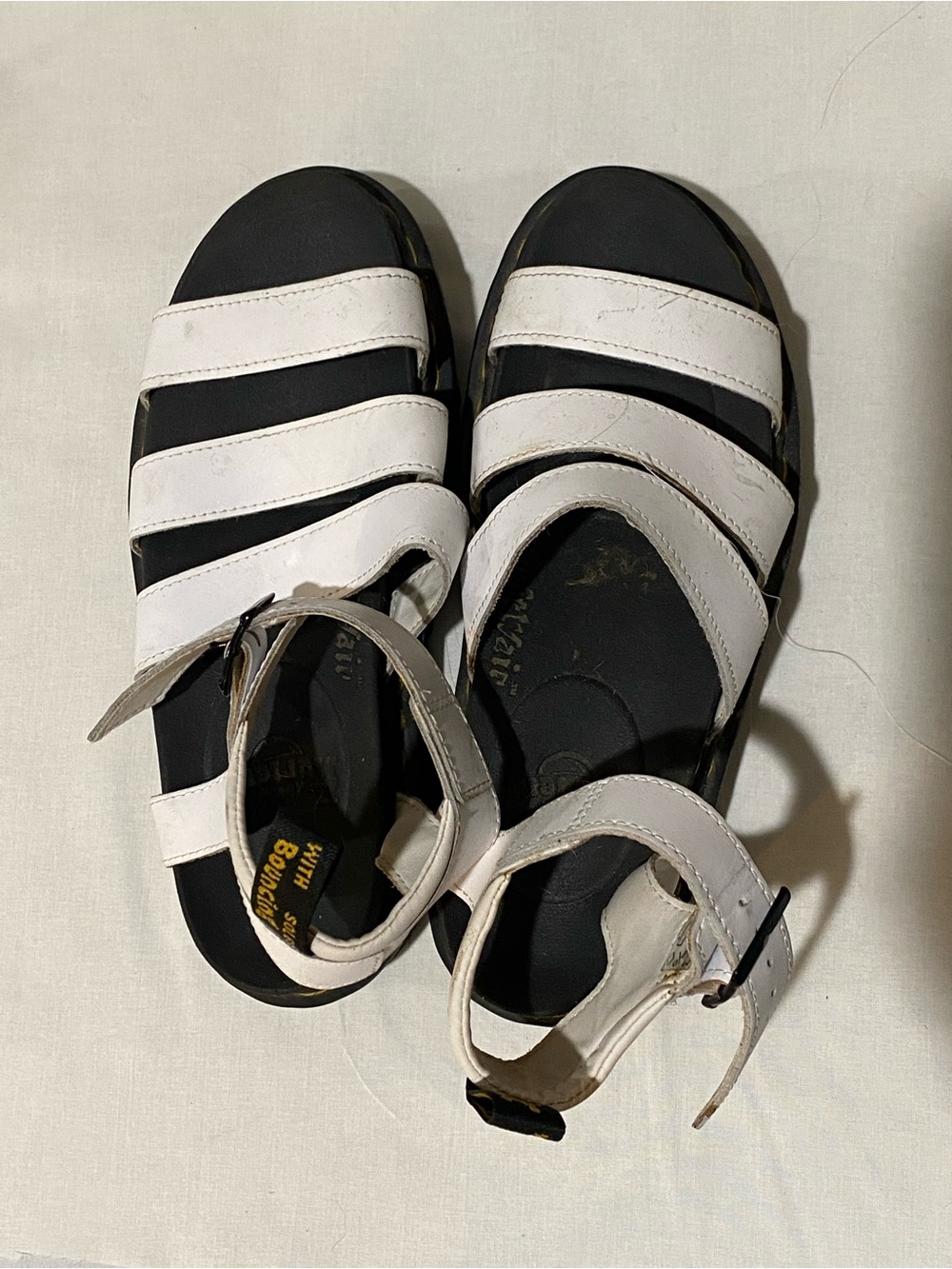 Dr. Martens White Strappy Platform Sandals